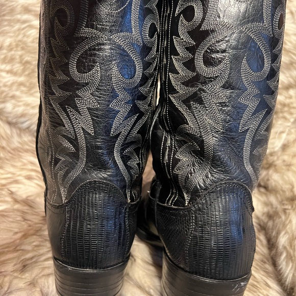 Dan Post Men Top Quality Black LIZARD & Leather western Boots Sz 9 - Picture 8 of 12